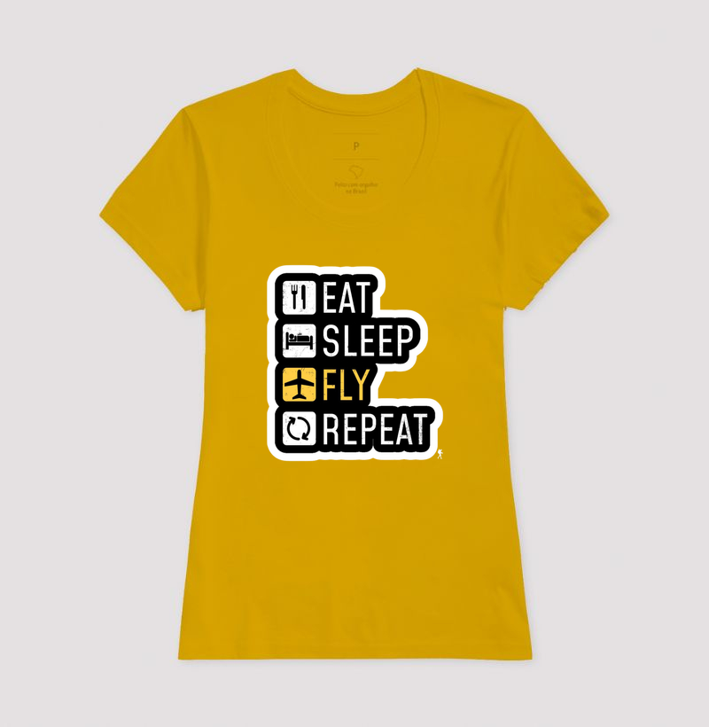 Camiseta Eat Sleep Fly Repeat | Rotina do Viajante Viciado | Colecao Viciados em Viagem - Imagem 18