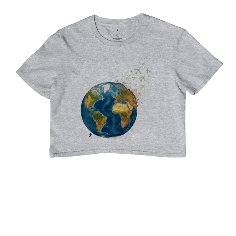 Camiseta Globo Terrestre Avioes Dispersos | Arte 3D Viagem Mundo | Colecao Viciados em Viagem - Imagem 6