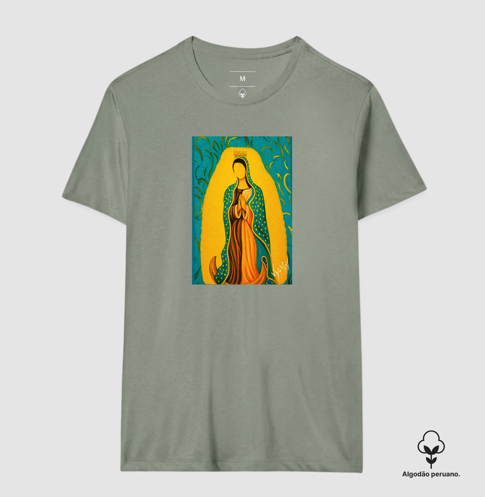 Camiseta Algodão Peruano Nossa Senhora de Guadalupe Arte Sacra - Imagem 2