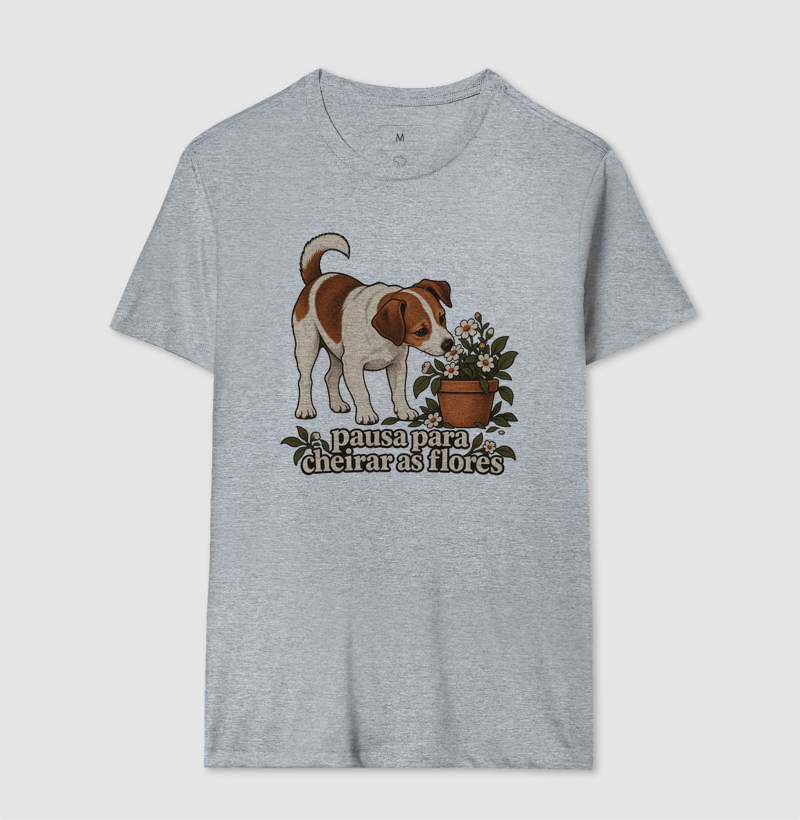 Camiseta Cachorro Flores "pausa para cheirar as flores" | Pelo & Pano - Imagem 8