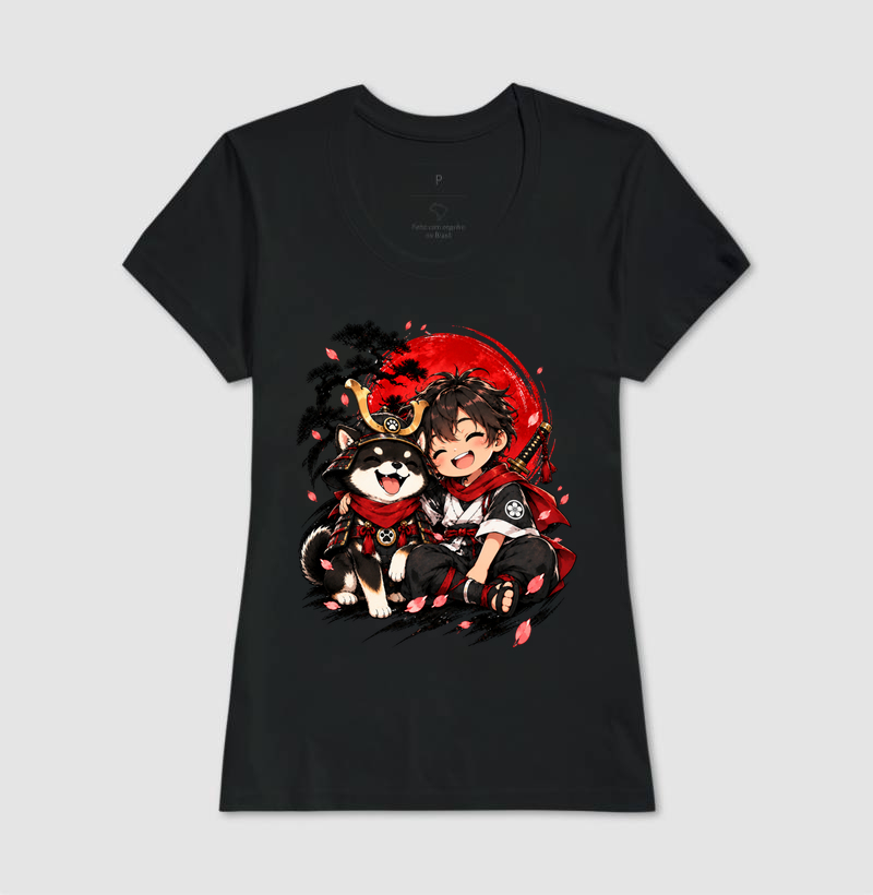 Pequeno Samurai & Shiba — Amigos de Honra (Preto) - Imagem 3