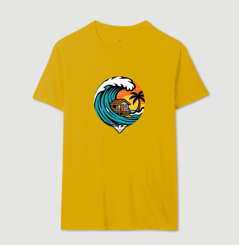 Paraíso no mar - estampa exclusiva.  Sente a brisa, ouça o som das ondas e leve a vibe do paraíso pra onde você for! Mais que uma camiseta - é levar o paraíso com você todo dia. - Imagem 14