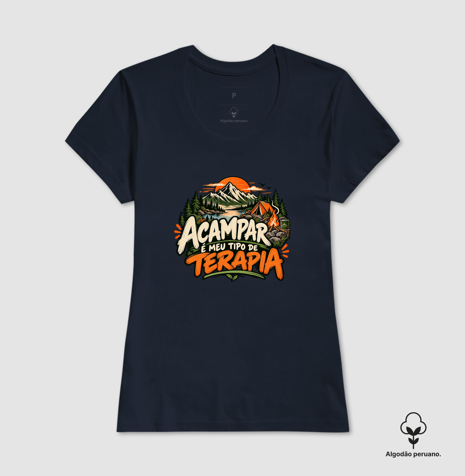 Camiseta Algodão Peruano | Acampar é Meu Tipo de Terapia - Imagem 9