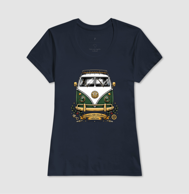 Kombi Clássica Não Envelhece Valoriza - Vintage VW Verde e Dourada - Imagem 7