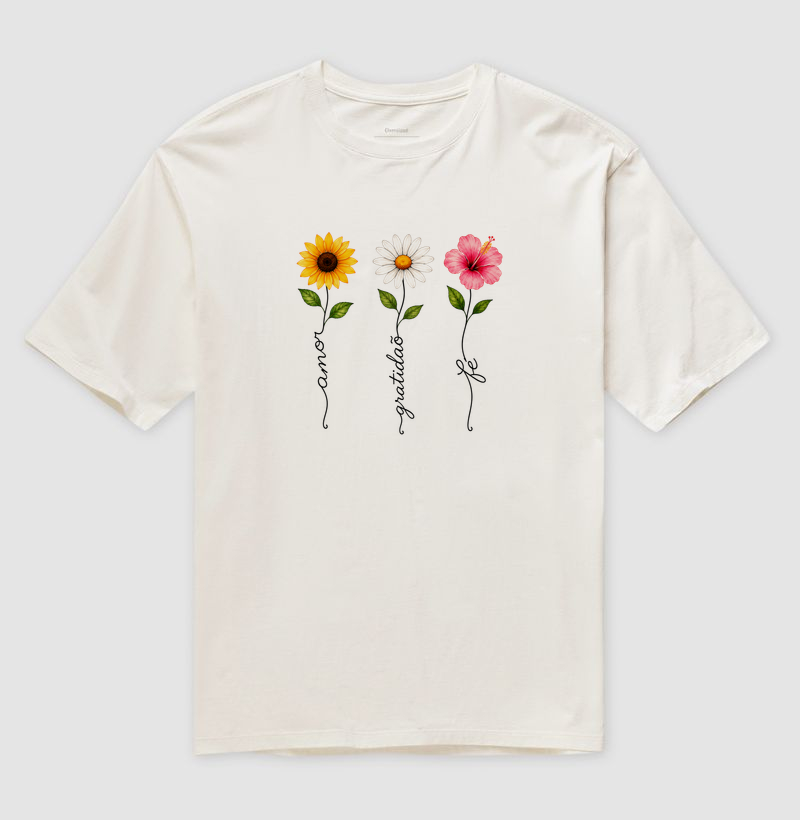 Camiseta Floresça com amor, fé e gratidão. - Imagem 3