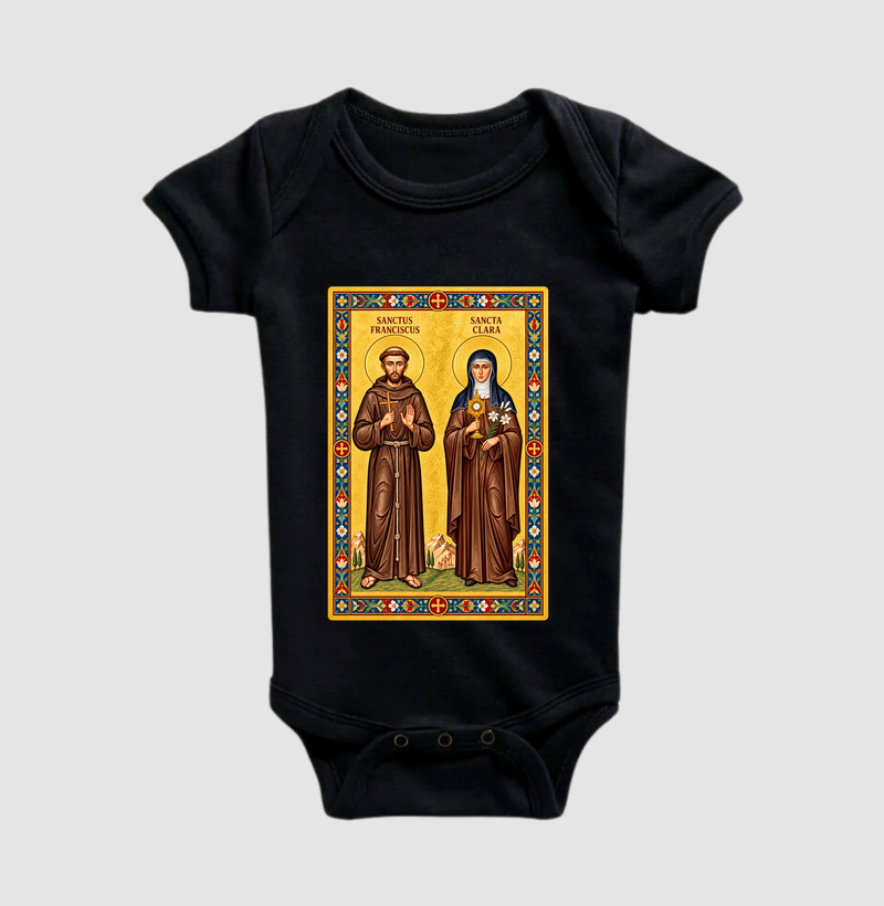 Body Infantil São Francisco e Santa Clara de Assis Moldura - Imagem 2