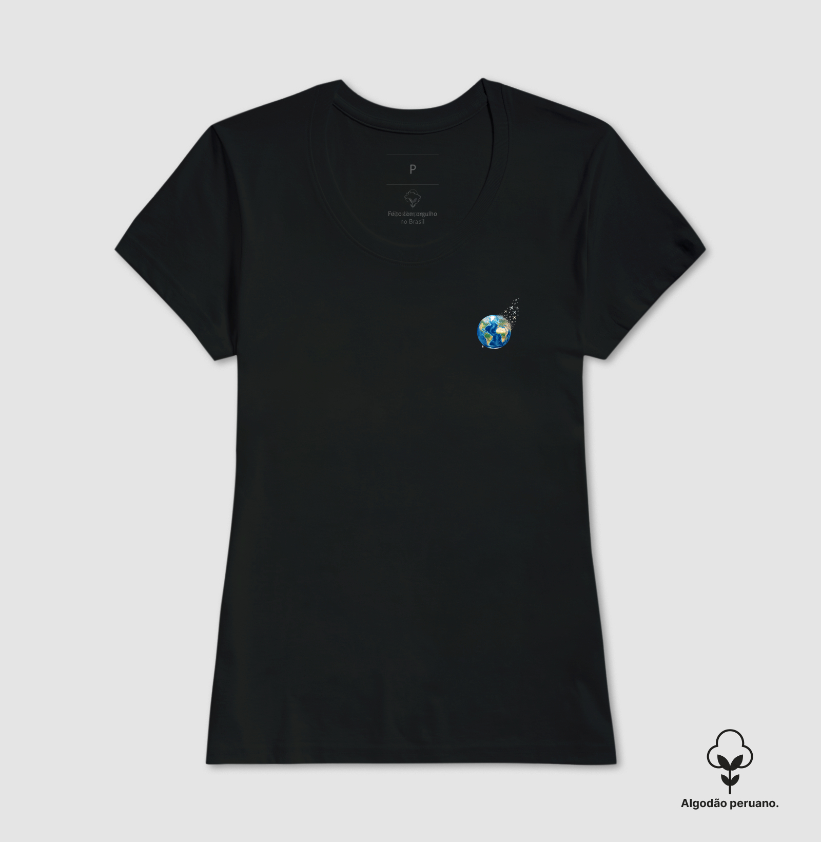 Camiseta Globo Terrestre Avioes Dispersos Bolso | Arte 3D Viagem Mundo Pocket | Colecao Viciados em Viagem - Imagem 7