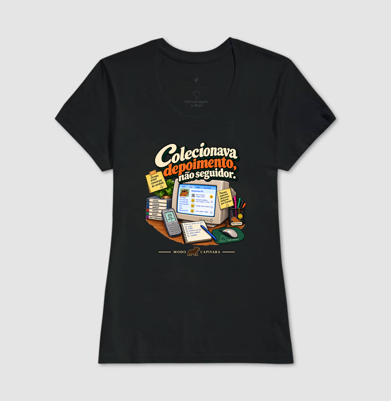 COLECIONAVA DEPOIMENTOS E NÃO SEGUIDORES - Modo Capivara - Camiseta - Imagem 5