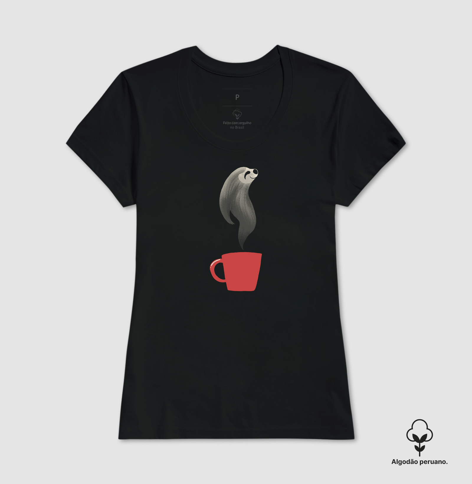Camiseta Algodão Peruano Café Preguiça - Imagem 3