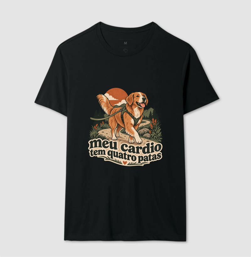 Camiseta Cachorro Passeio "meu cardio tem quatro patas" | Pelo & Pano - Imagem 3