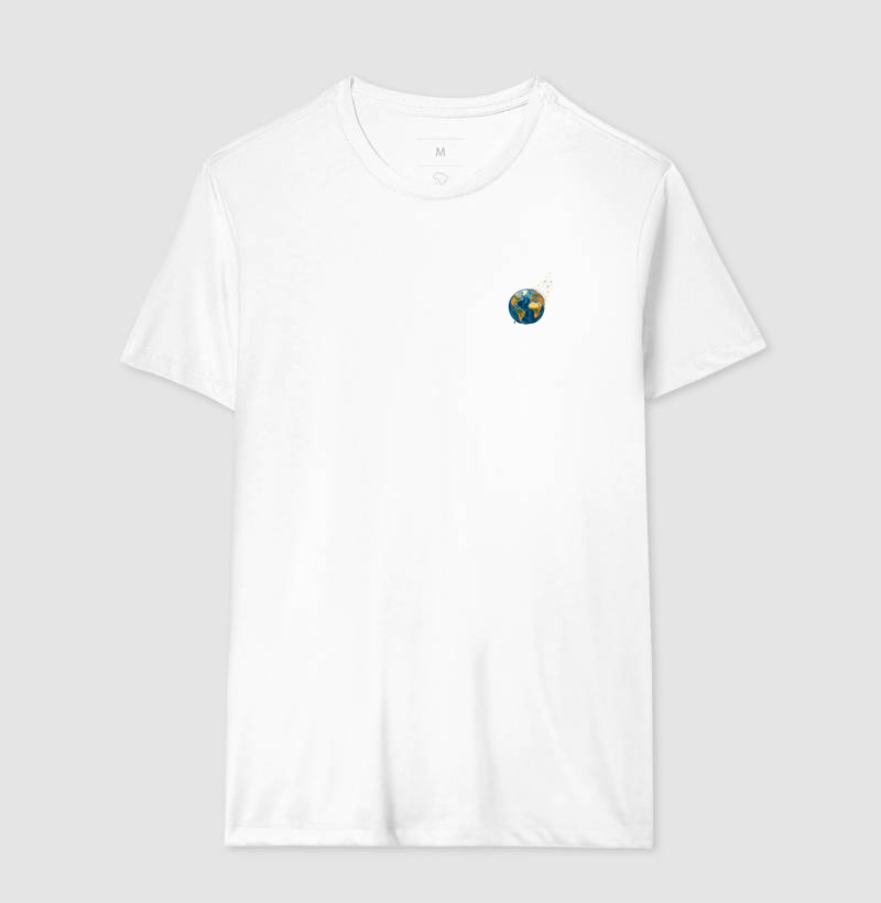 Camiseta Globo Terrestre Avioes Dispersos Bolso | Arte 3D Viagem Mundo Pocket | Colecao Viciados em Viagem - Imagem 6