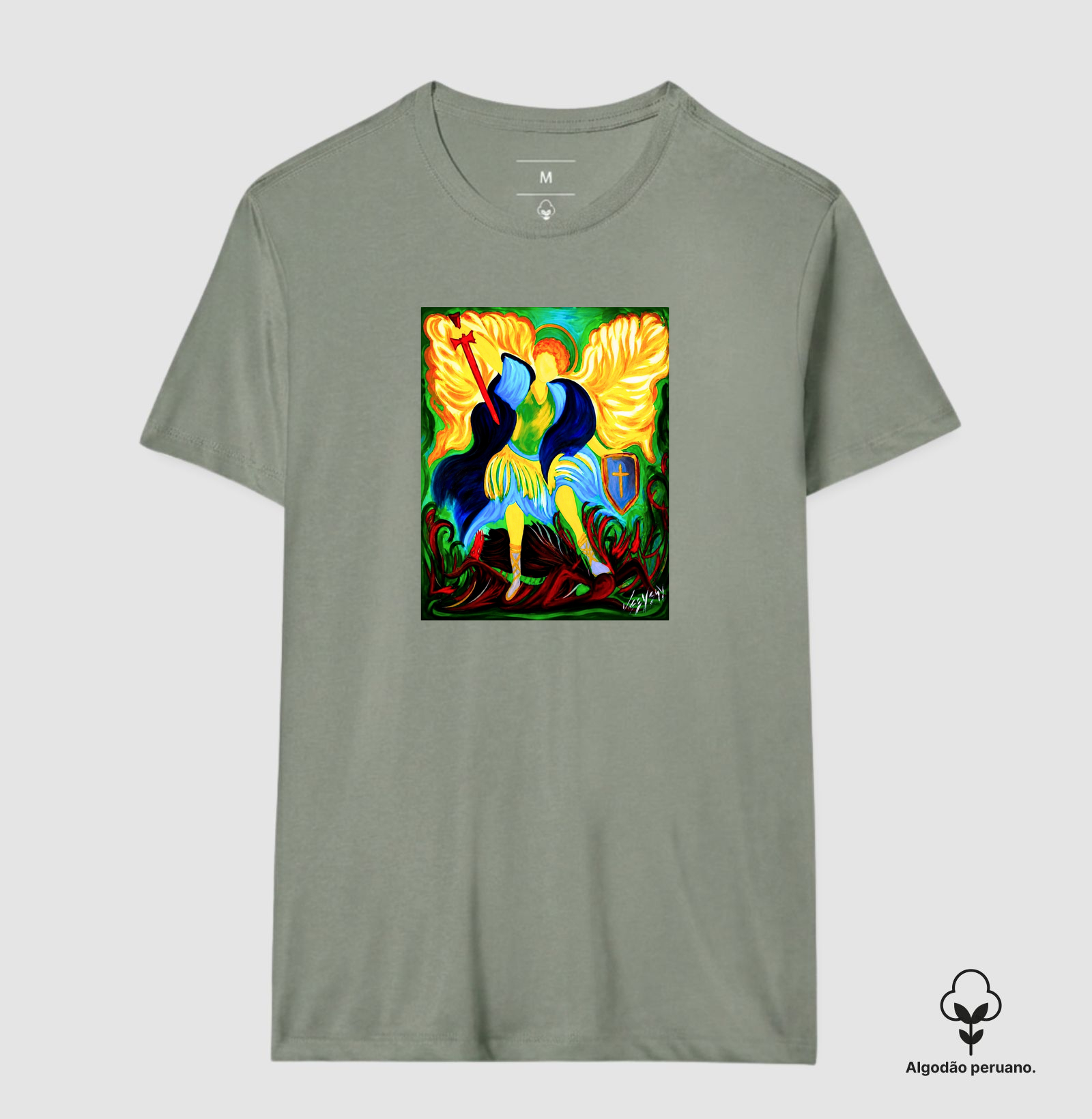 Camiseta Algodão Peruano São Miguel Arte Sacra - Imagem 3