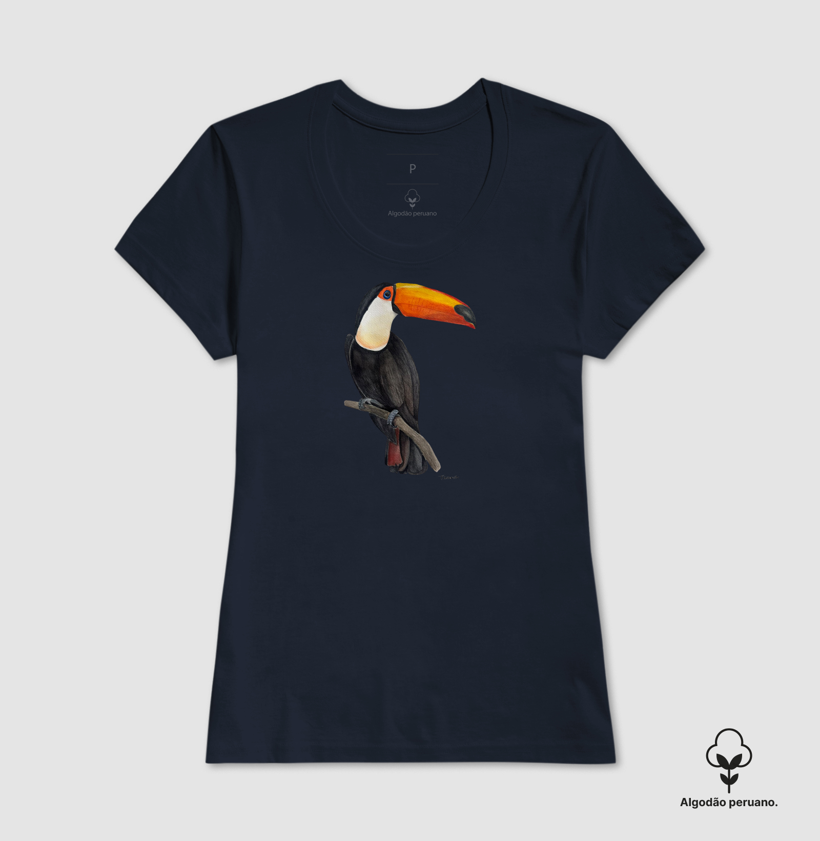 Camiseta Tucano Brasileiro em Aquarela – Arte por Taana -  Algodão Peruano  - Imagem 5