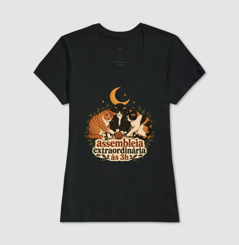 Camiseta Vários Gatos "assembleia extraordinária às 3h" | Pelo & Pano - Imagem 3