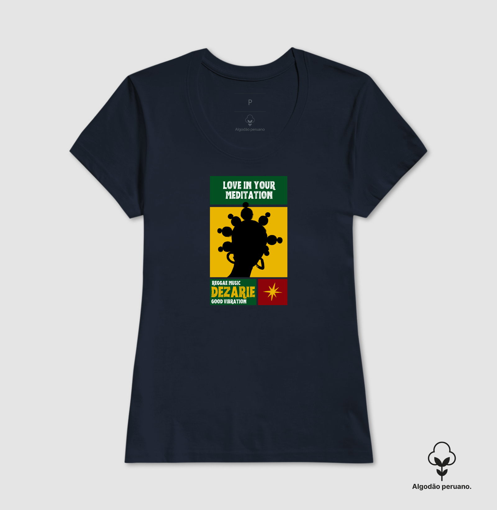 Camiseta Love In Your Meditation. Coleção Reggae.  Masculino e feminino. Algodão Peruano. - Imagem 9
