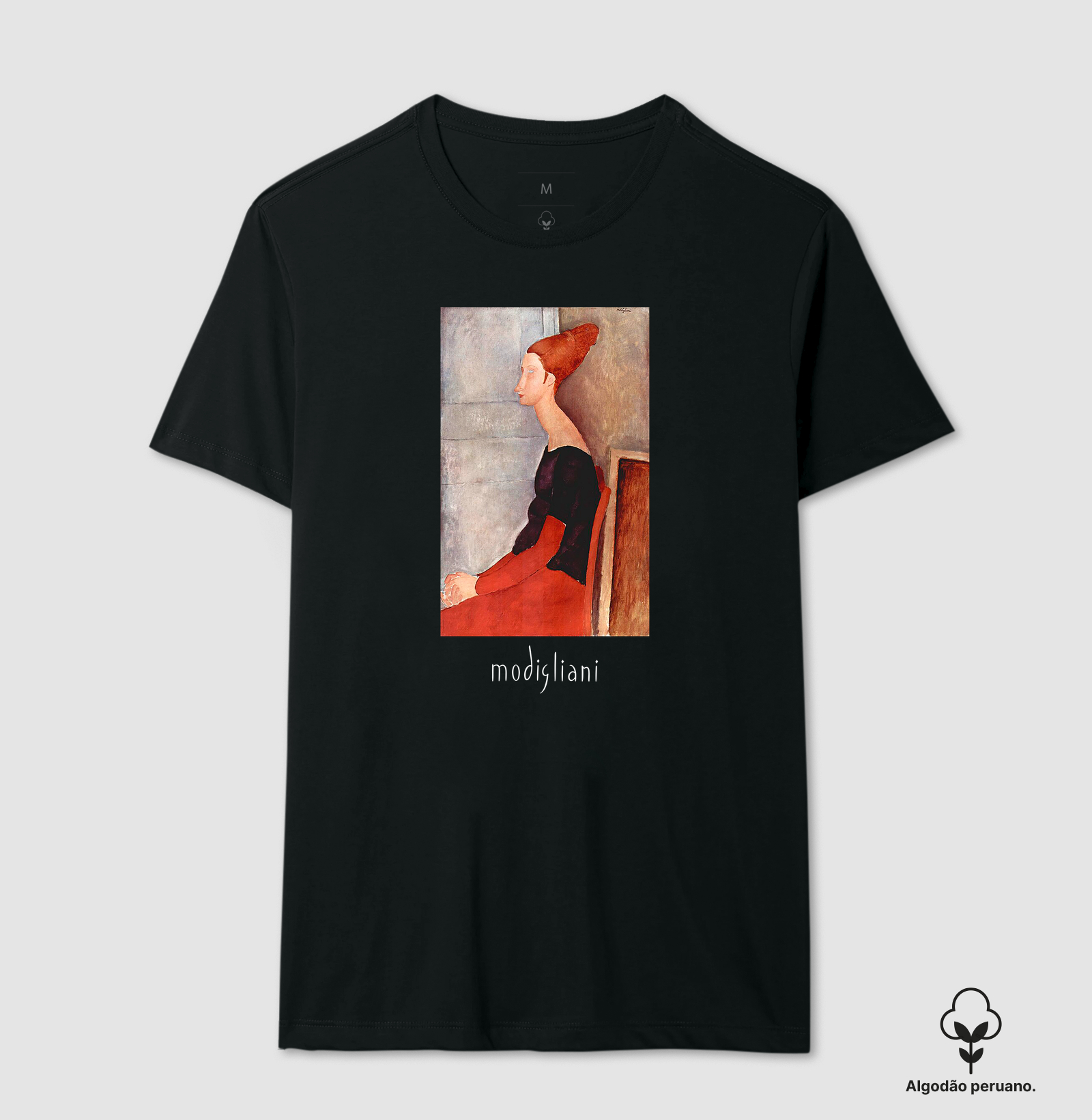 Camiseta Algodão Peruano Tanguis Jeanne Hébuterne de Perfil Modigliani  - Imagem 3