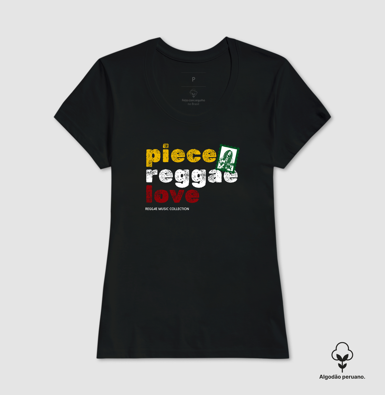 Camiseta Piece. Reggae. Love. Coleção Reggae.  Masculino e feminino. Algodão Peruano. - Imagem 6