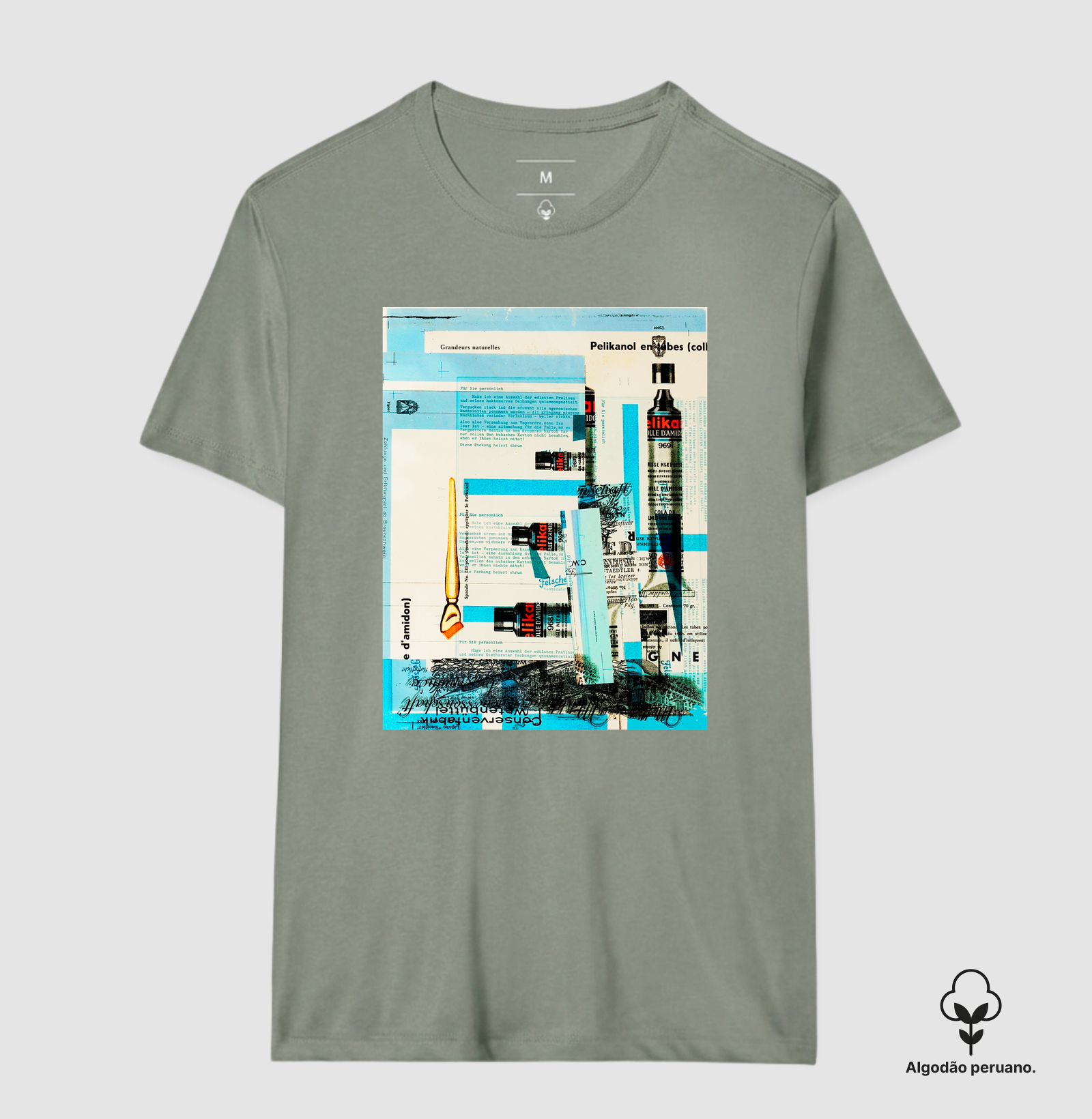 Camiseta Estética Dadaísta Pelikan Papelaria Antiga Algodão Tanguis Nobre - Imagem 3