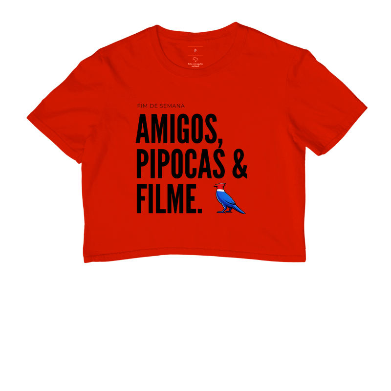 Essa estampa combina com quem tem um estilo urbano e alegre. É uma peça que comunica personalidade e bom humor, ótima para usar em encontros de fim de semana ou para presentear alguém que adora cinema e diversão. - Imagem 7
