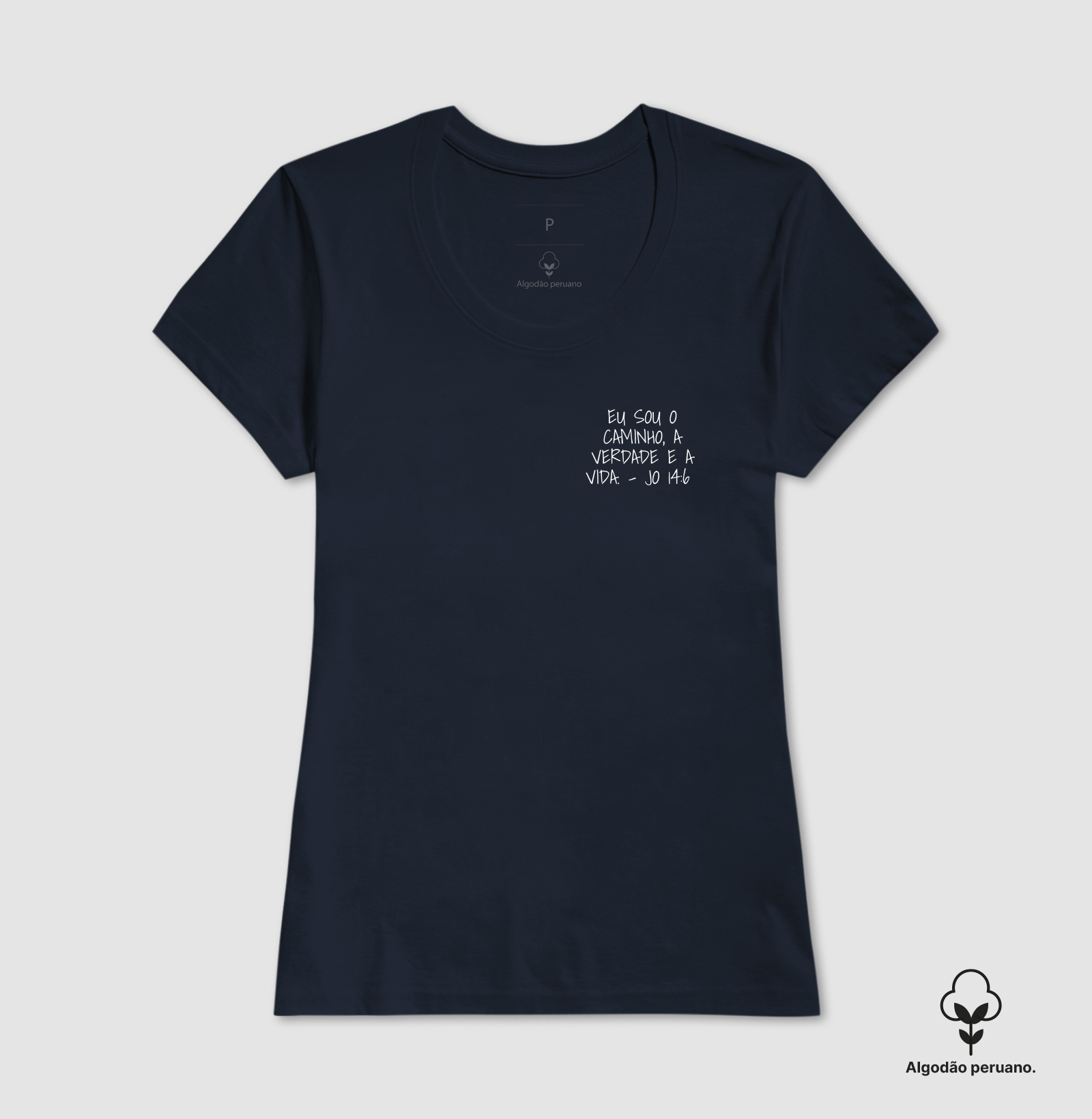 Camiseta Fem. Algodão Peruano João 14:6 Bolso - Imagem 4