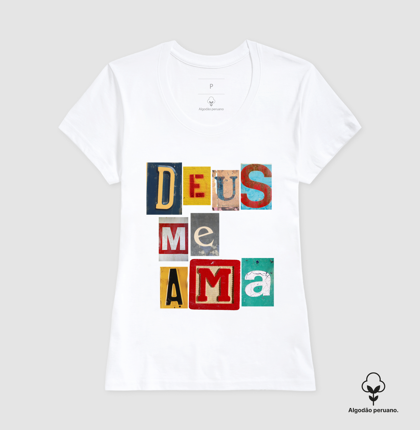 Camiseta Algodão Peruano Cristã Deus Me Ama - Imagem 3