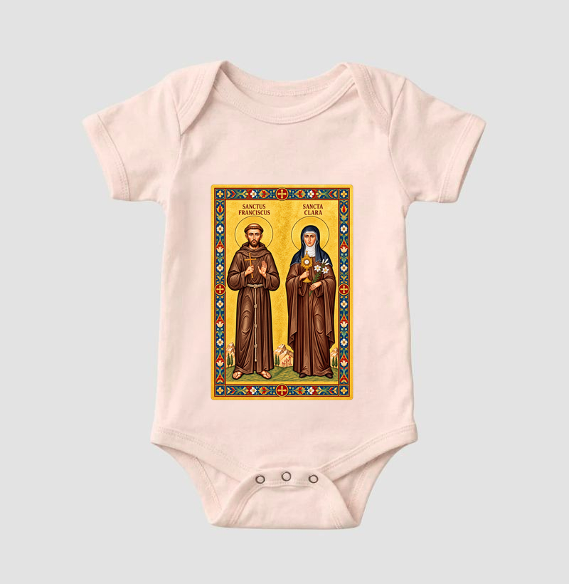 Body Infantil São Francisco e Santa Clara de Assis Moldura - Imagem 5
