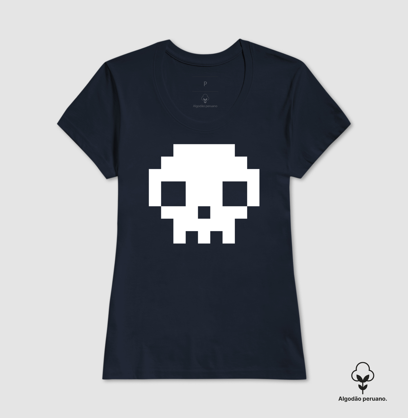 Camiseta Algodão Peruano Pixel Caveira - Imagem 6