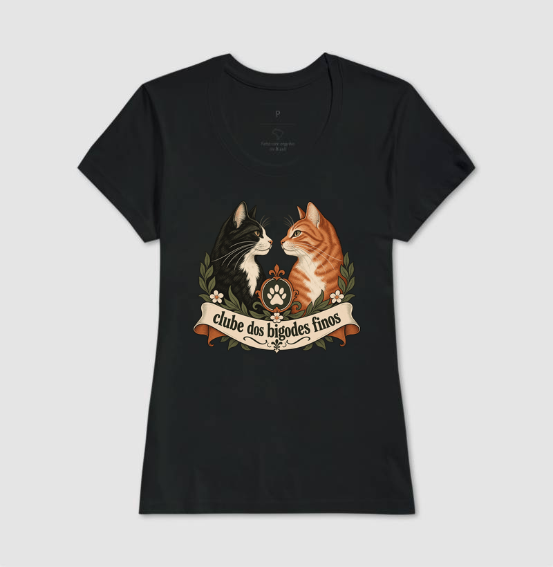 Camiseta Gato Clássica "clube dos bigodes finos" | Pelo & Pano - Imagem 3