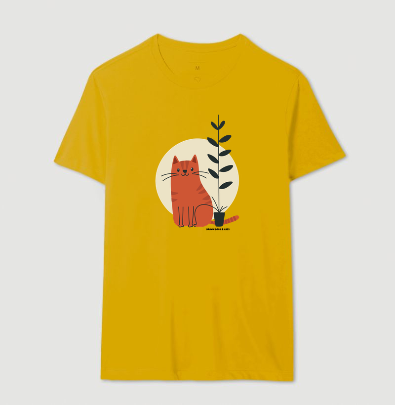 Gato laranja, fundo claro e vaso de planta - Imagem 9