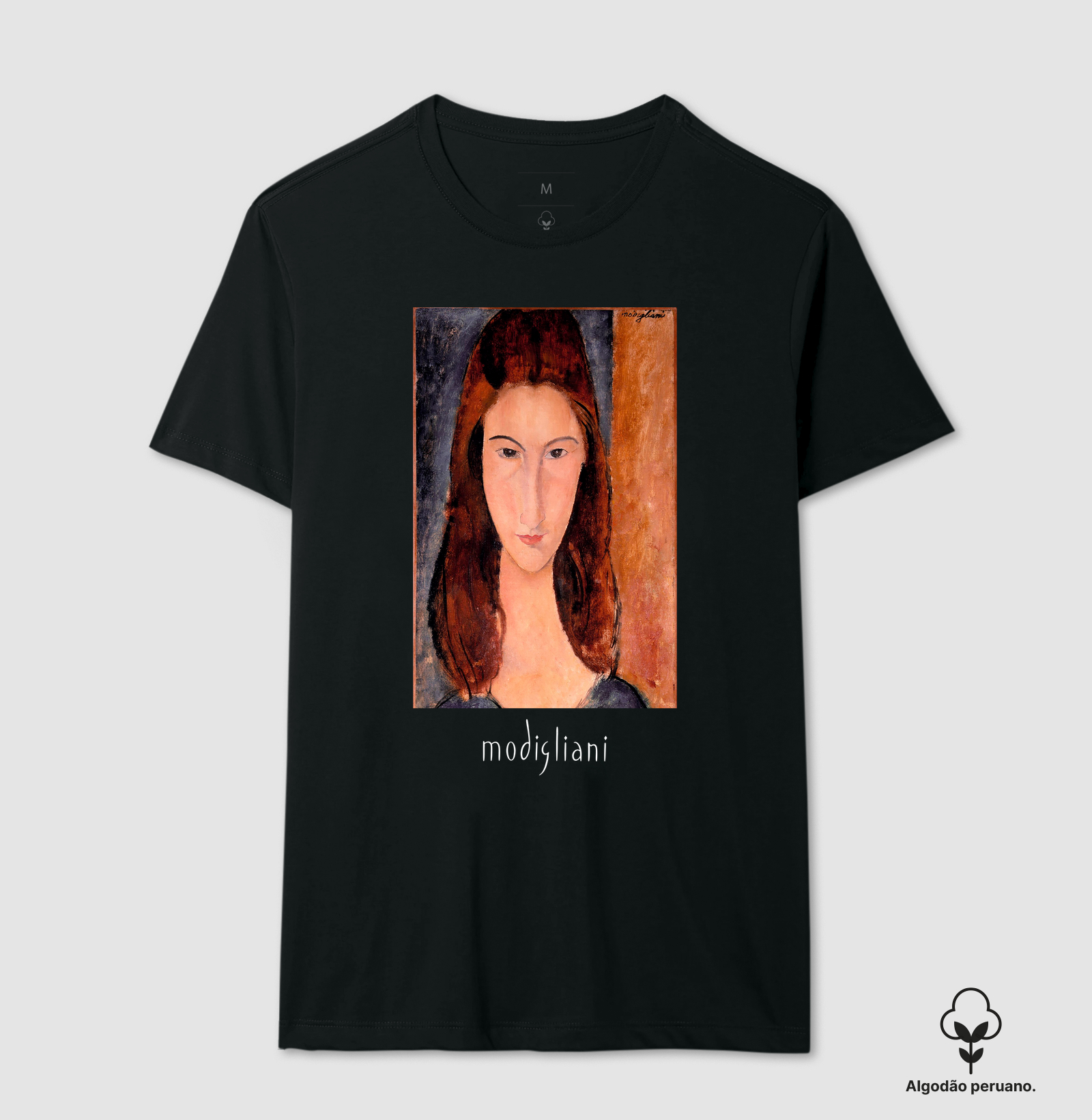 Camiseta Algodão Peruano Tanguis Retrato de Jeanne Hébuterne Modigliani - Imagem 3