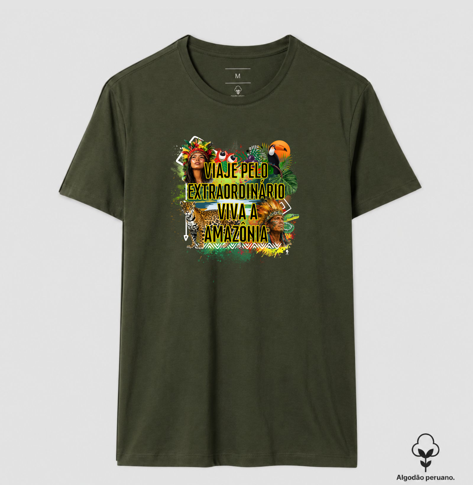 Camiseta Viaje pelo Extraordinario Viva a Amazonia | Onca Tucano Indigena | Colecao Viciados em Viagem - Imagem 9