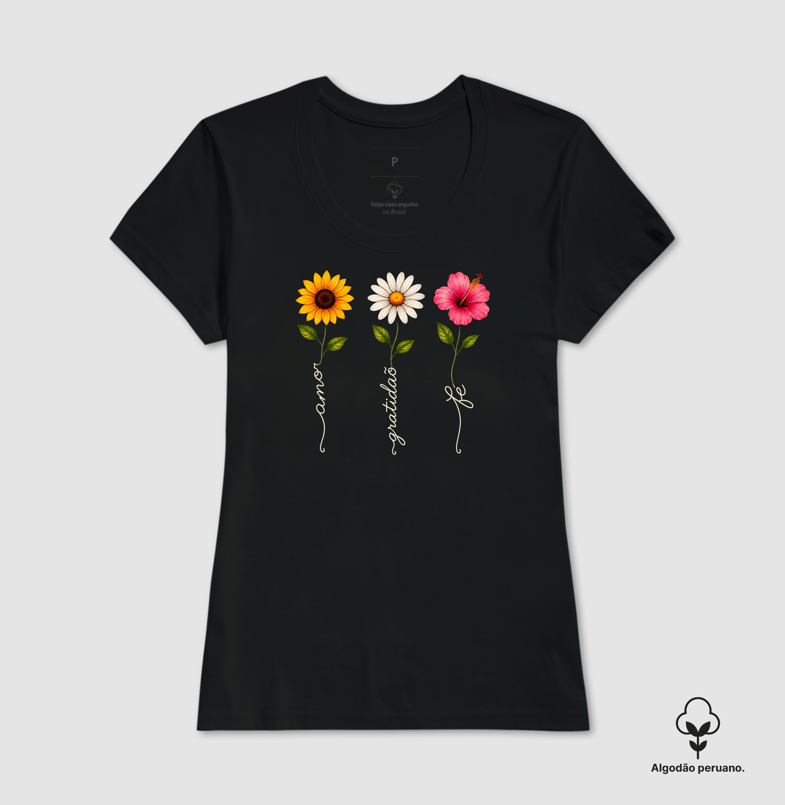 Camiseta Floresça com amor, fé e gratidão. - Imagem 6