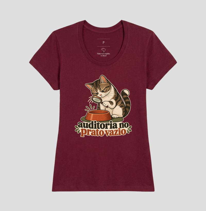 Camiseta Gato Comida "auditoria no prato vazio" | Pelo & Pano - Imagem 19