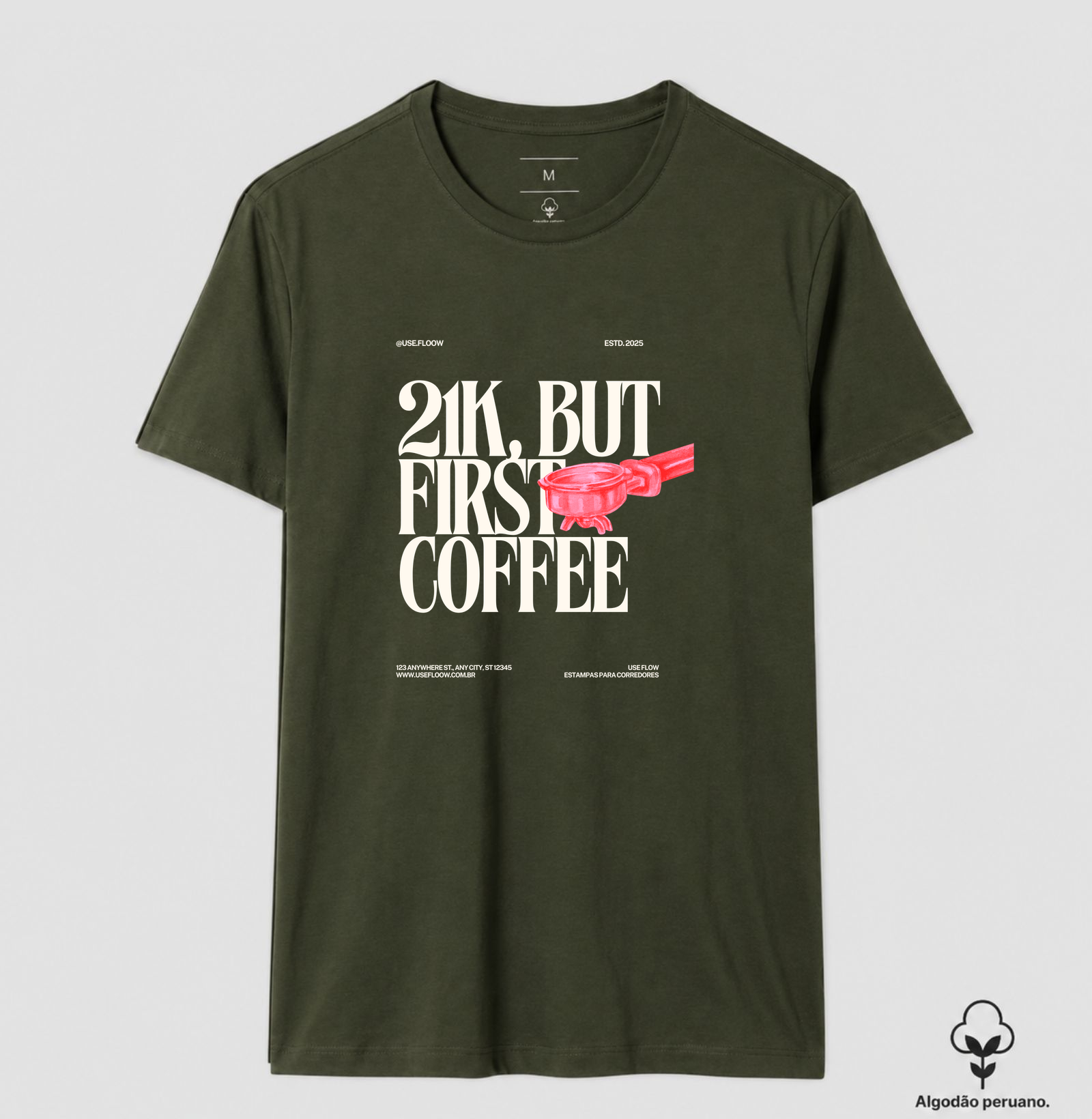 Camiseta Algodão Peruano Meia Maratona - 21K Mas Primeiro Café - Imagem 3