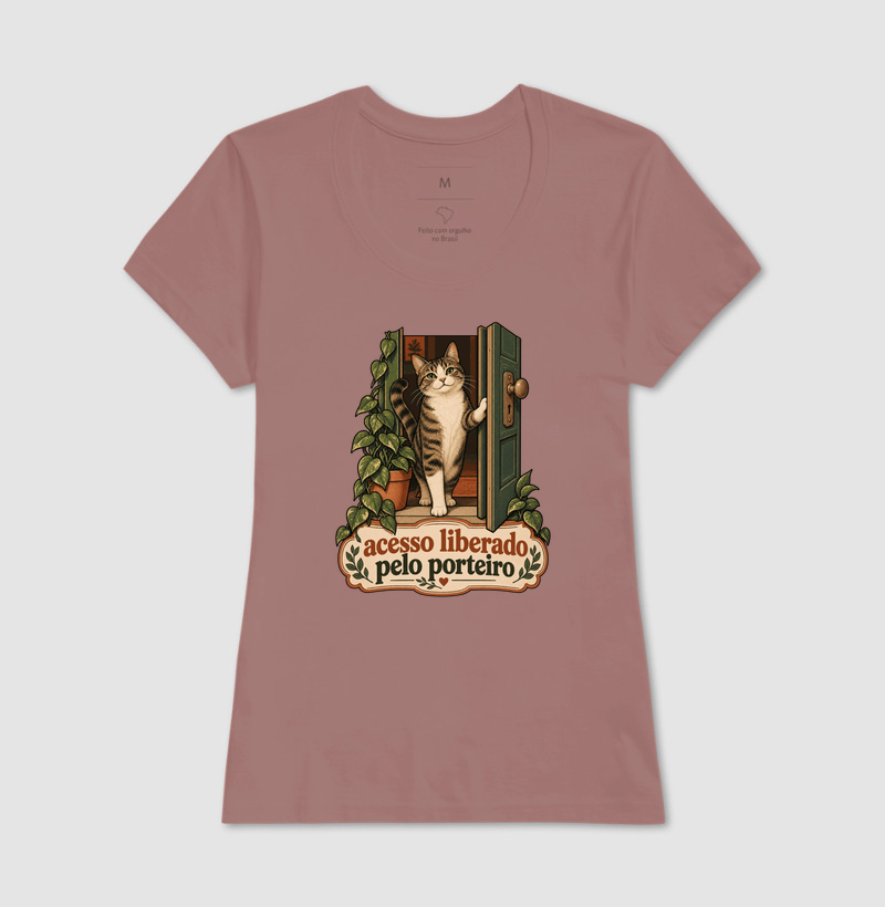 Camiseta Gato Porta "acesso liberado pelo porteiro" | Pelo & Pano - Imagem 17