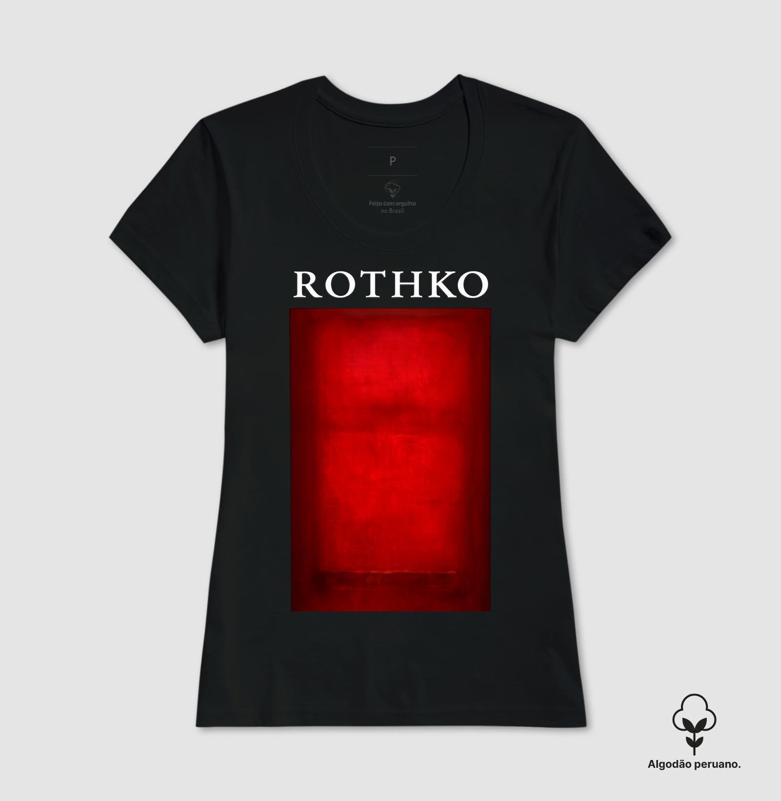 Camiseta Mark Rothko Pintura Abstrata Vermelha Algodão Peruano - Imagem 3