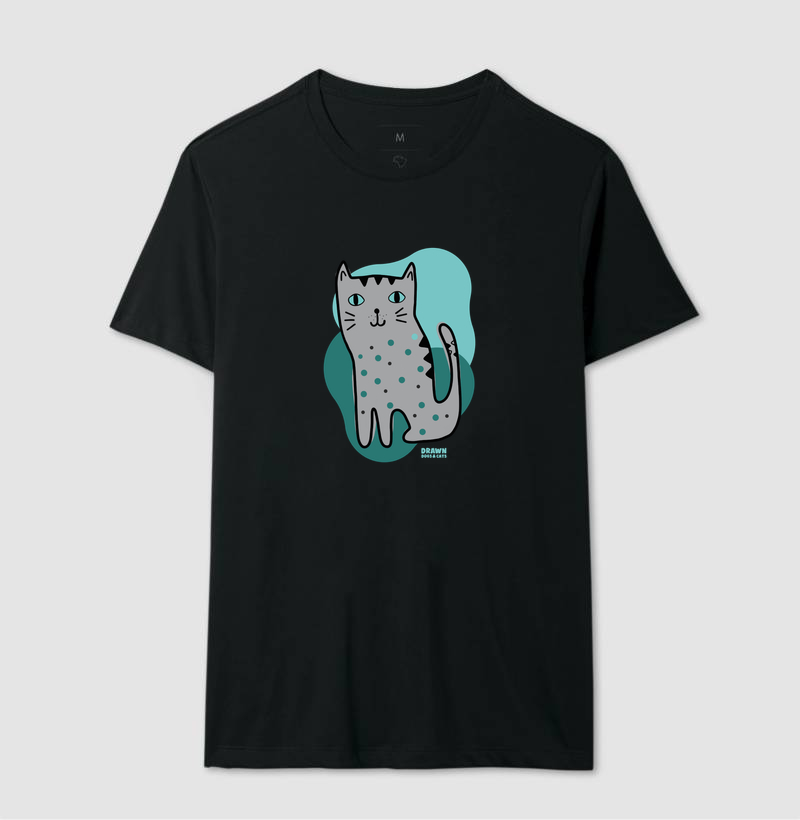 Desenho de gato cinza com fundo verde - Imagem 3