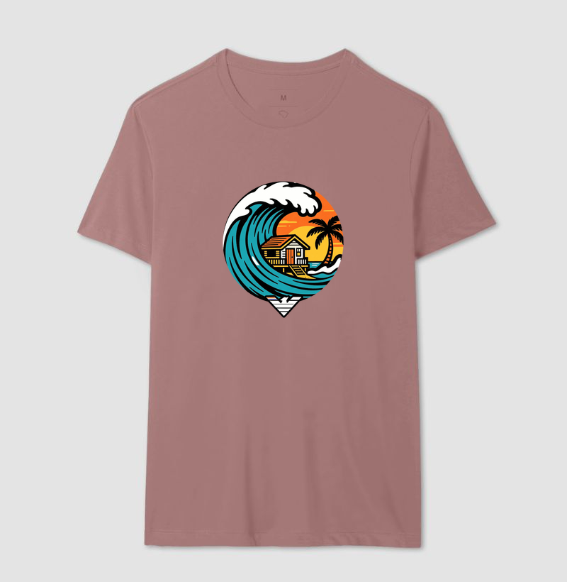 Paraíso no mar - estampa exclusiva.  Sente a brisa, ouça o som das ondas e leve a vibe do paraíso pra onde você for! Mais que uma camiseta - é levar o paraíso com você todo dia. - Imagem 16