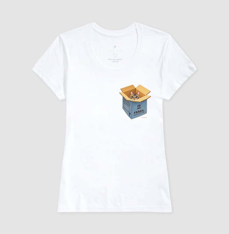 Camiseta Gato Frágil na Caixa - Imagem 5