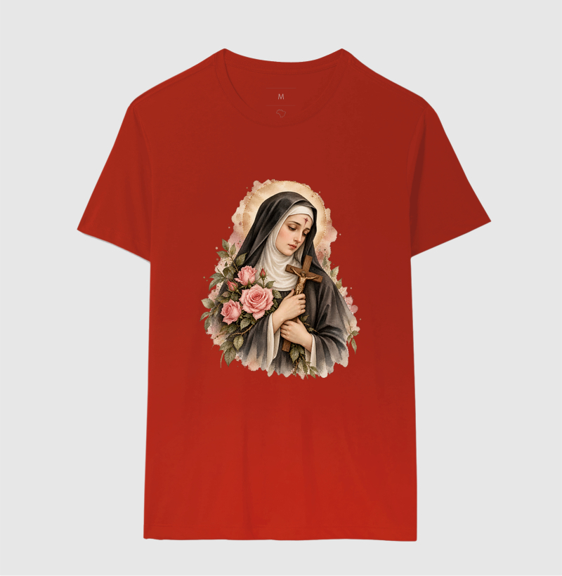 Santa Rita de Cássia — Aquarela Vinheta com Rosas e Crucifixo - Imagem 10