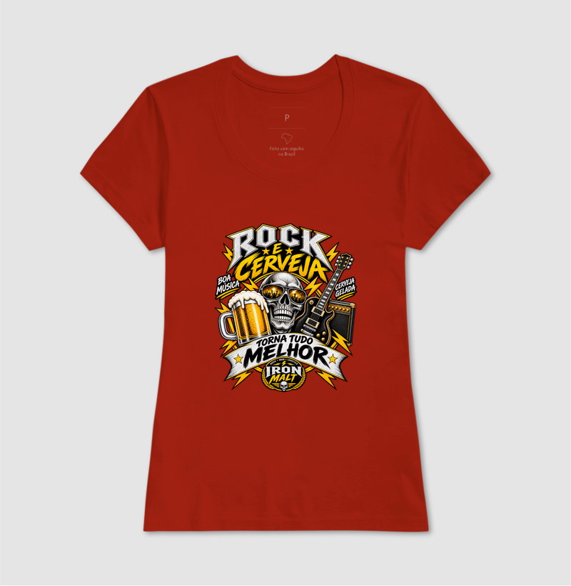 Camiseta Rock e Cerveja Caveira com Guitarra – Estilo Rock’n Roll | Iron Malte - Imagem 7