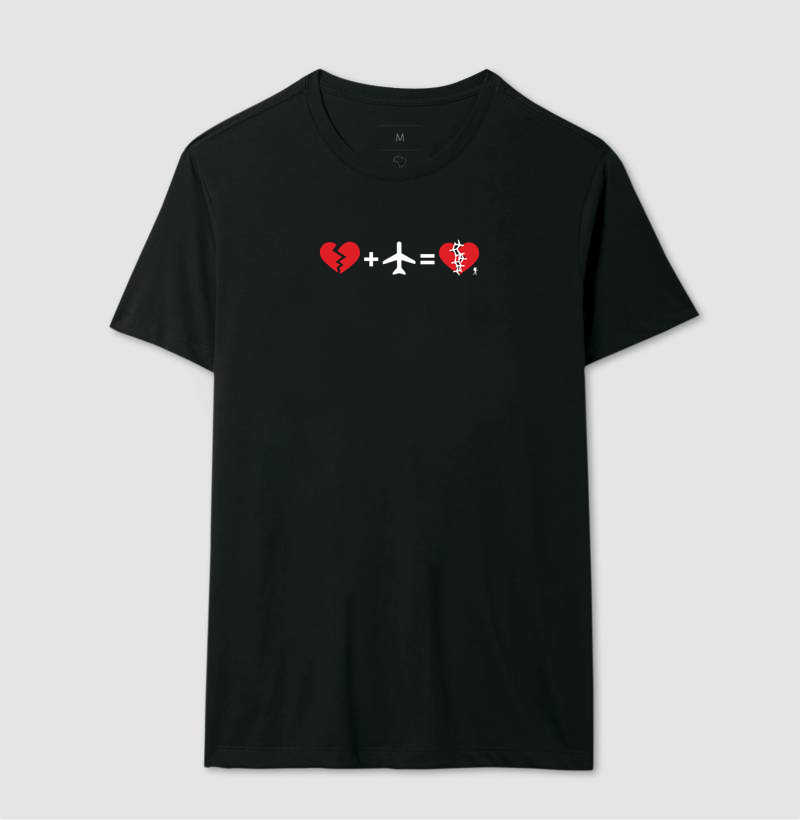 Camiseta Coracao Partido Mais Aviao Igual Coracao Curado | Equacao Viagem Humor | Colecao Viciados em Viagem - Imagem 5