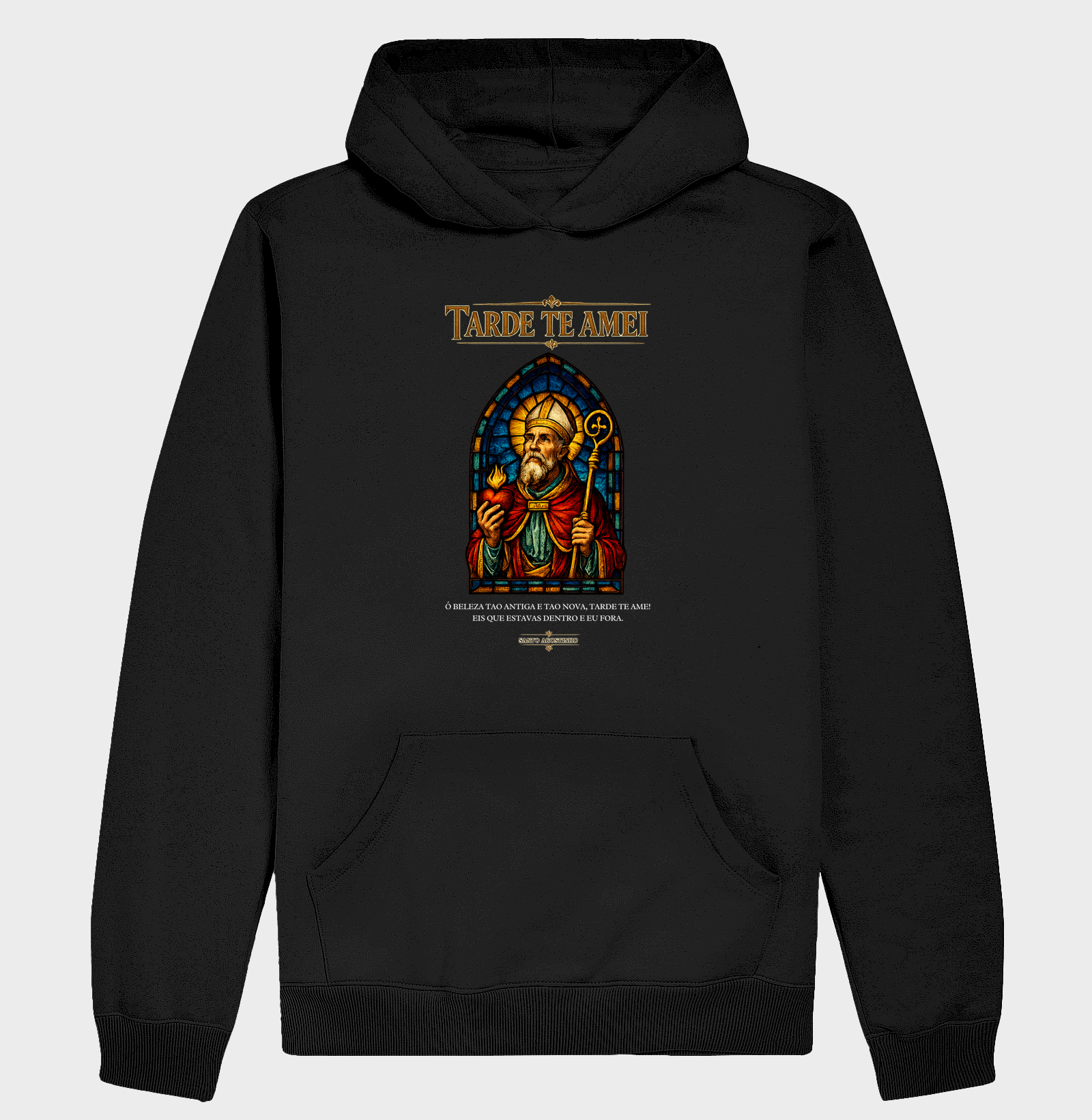 Hoodie Moletom Santo Agostinho Vitral Tarde te Amei - Imagem 2