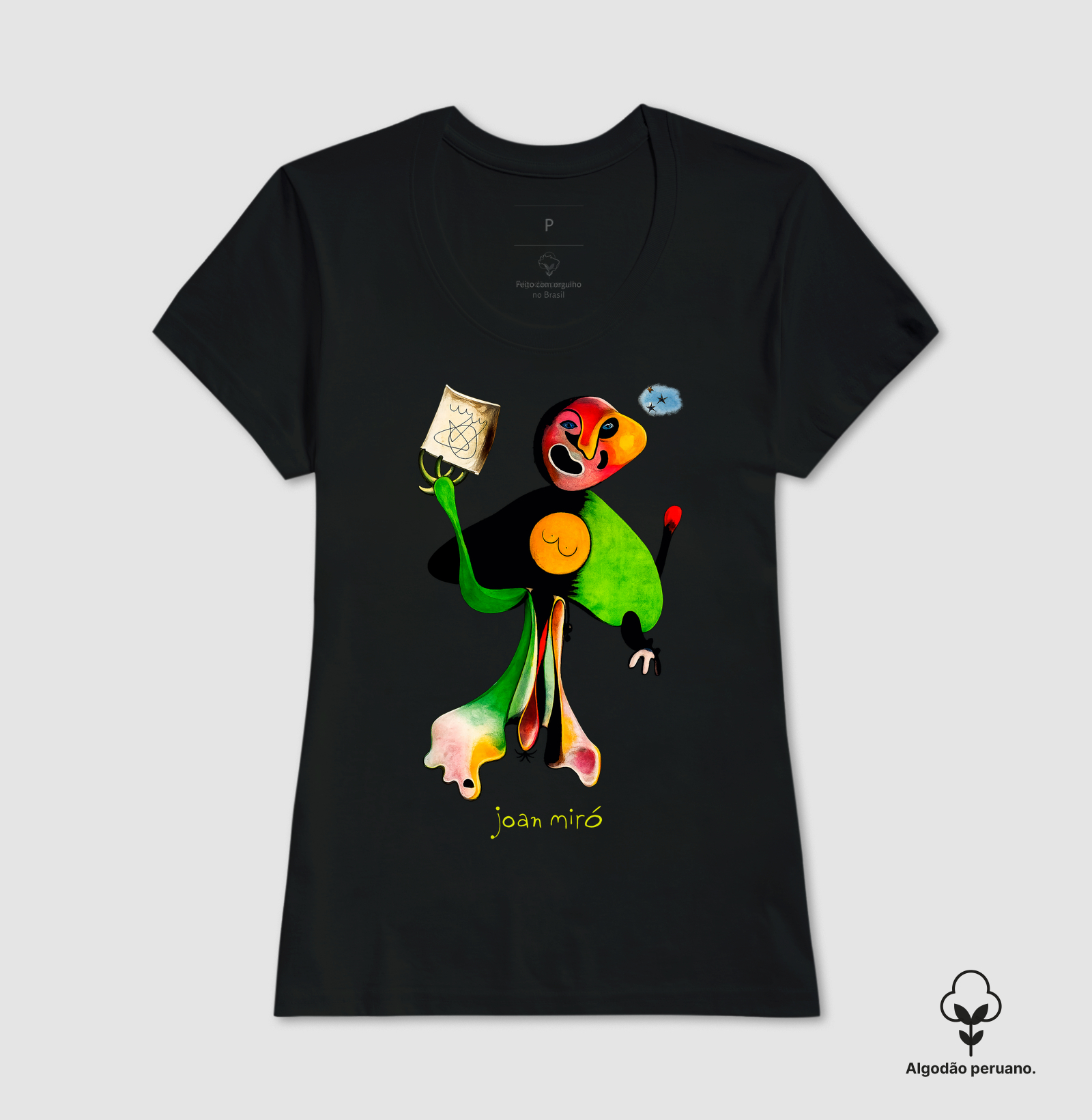 Camiseta Algodão Peruano Tanguis Joan Miró Homem com Cachimbo  - Imagem 9