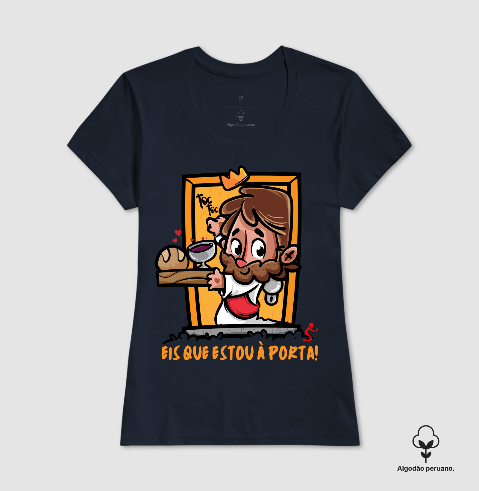 Camiseta Algodão Peruano Cristã Jesus Está à Porta - Imagem 5