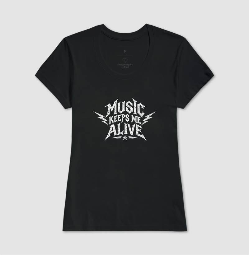 Camiseta Music Keeps Me Alive – Estampa Rock Metal - Imagem 3