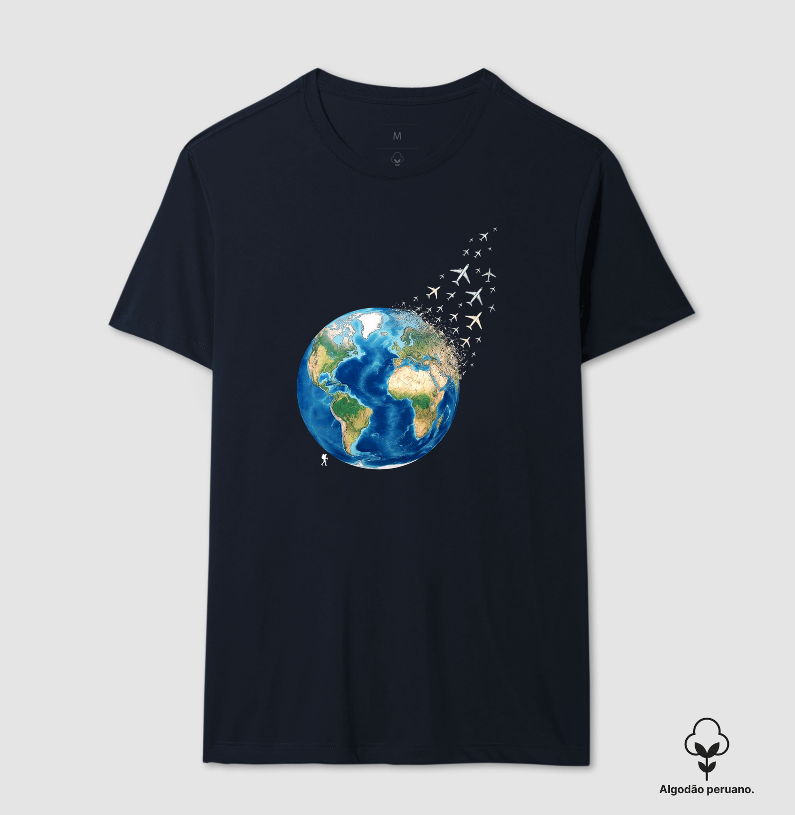 Camiseta Globo Terrestre Avioes Dispersos | Arte 3D Viagem Mundo | Colecao Viciados em Viagem - Imagem 6