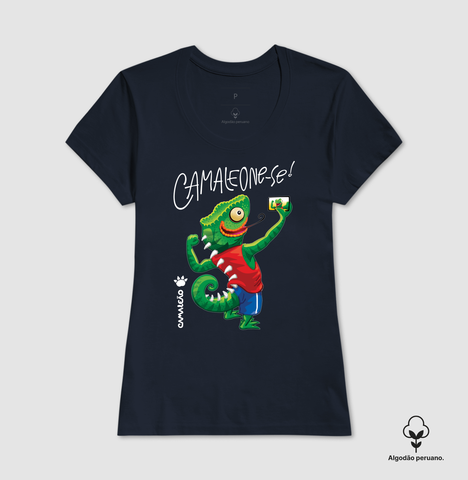 Camiseta Premium Feminina Camaleão - Camaleone-se Selfie