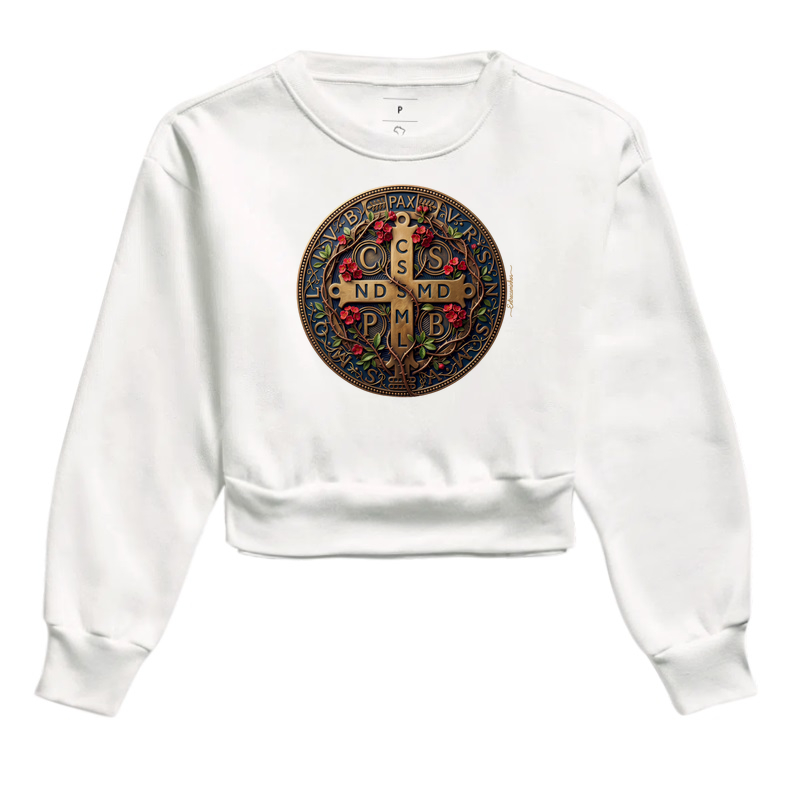 Medalha de São Bento e Flores Coroa-de-Cristo | Arte Sacra Exclusiva - Imagem 3