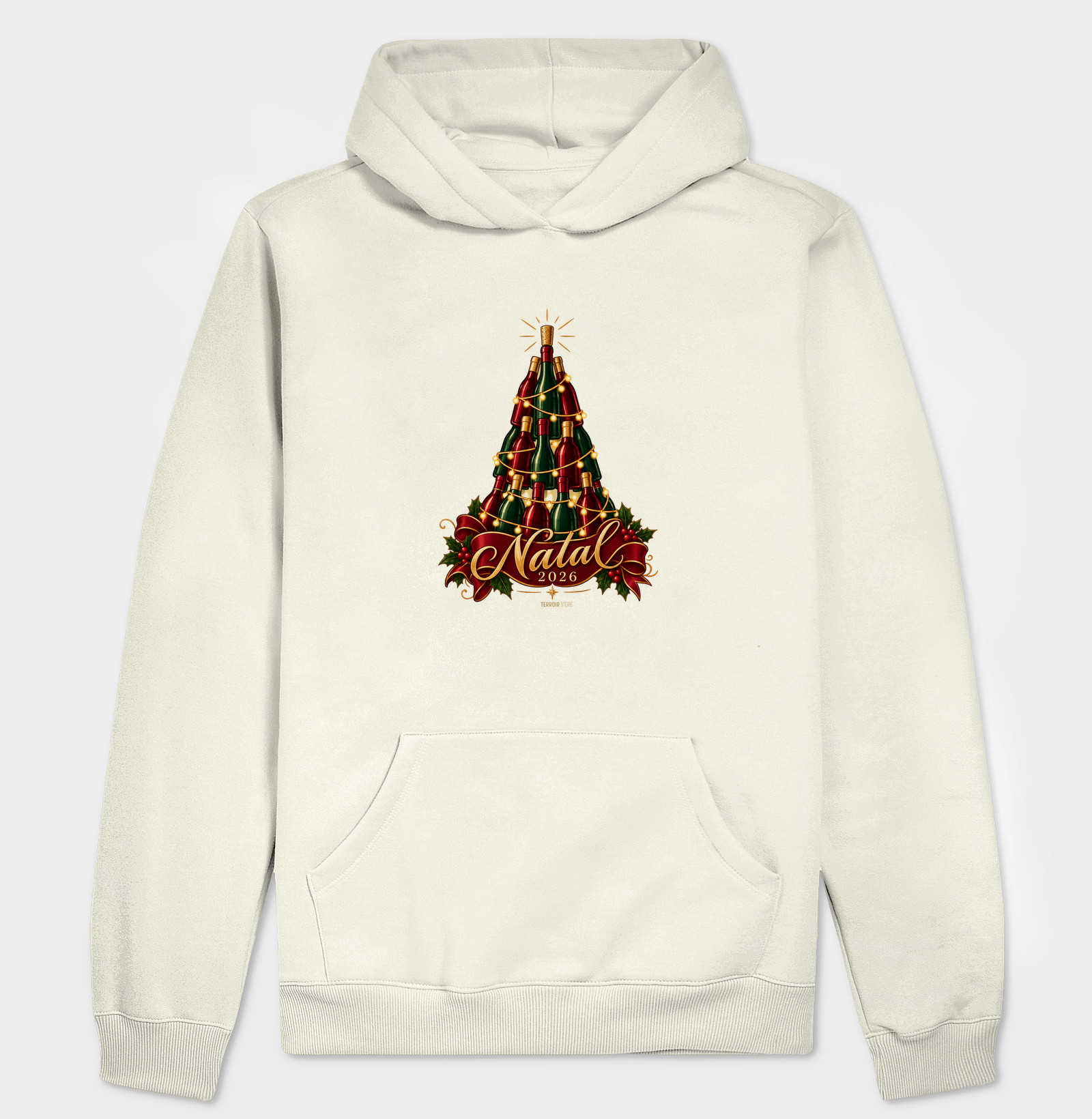 Hoodie Moletom Natal 2026 – Árvore de Garrafas de Vinho - Imagem 3
